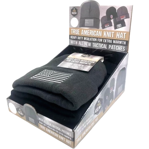 Patriotic Cuffed Knit Hat Beanie with Tac Gear Patch - 6 Pieces Per Retail Ready Display 23504