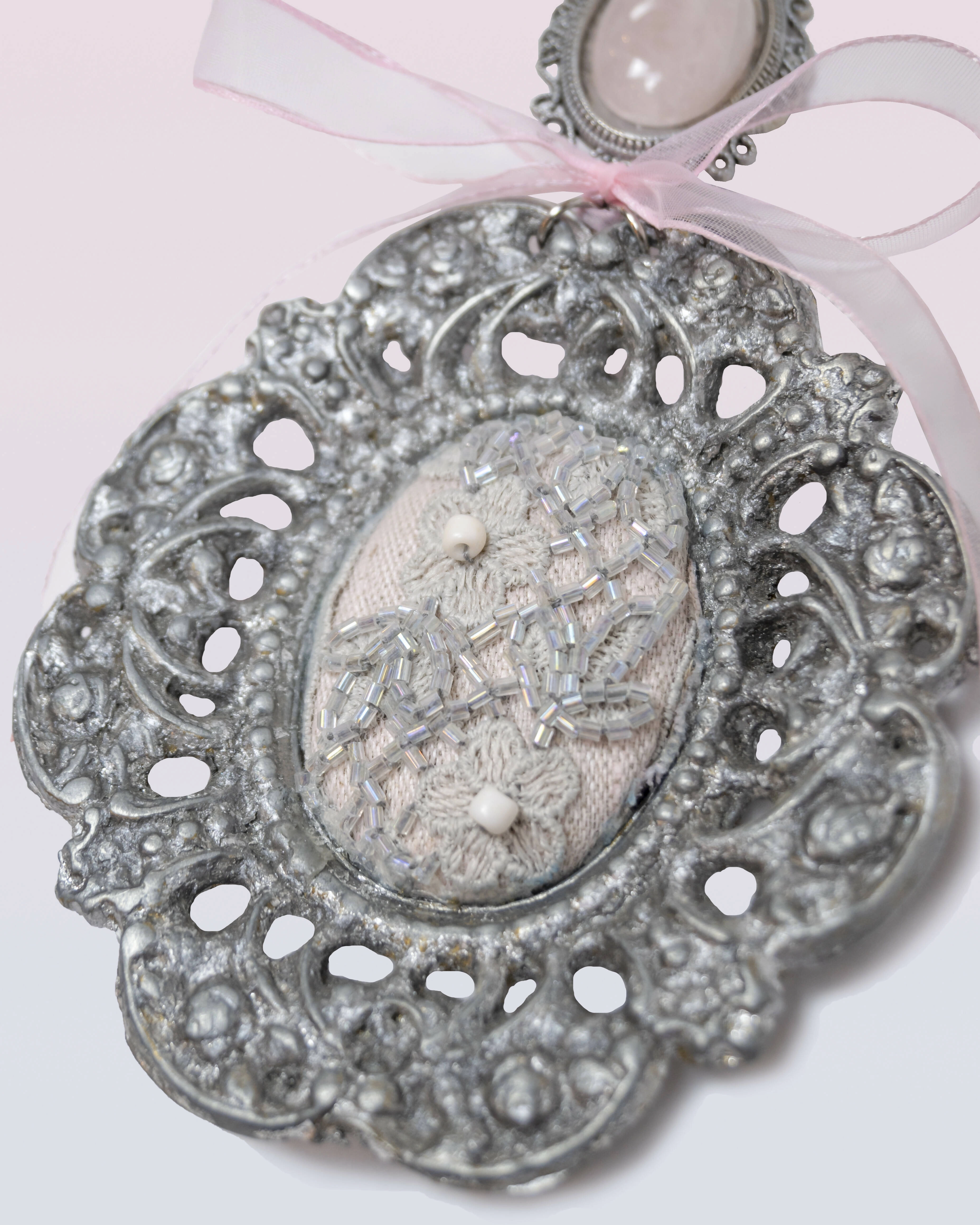 Pink Antique Floral Necklace