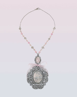 Pink Antique Floral Necklace