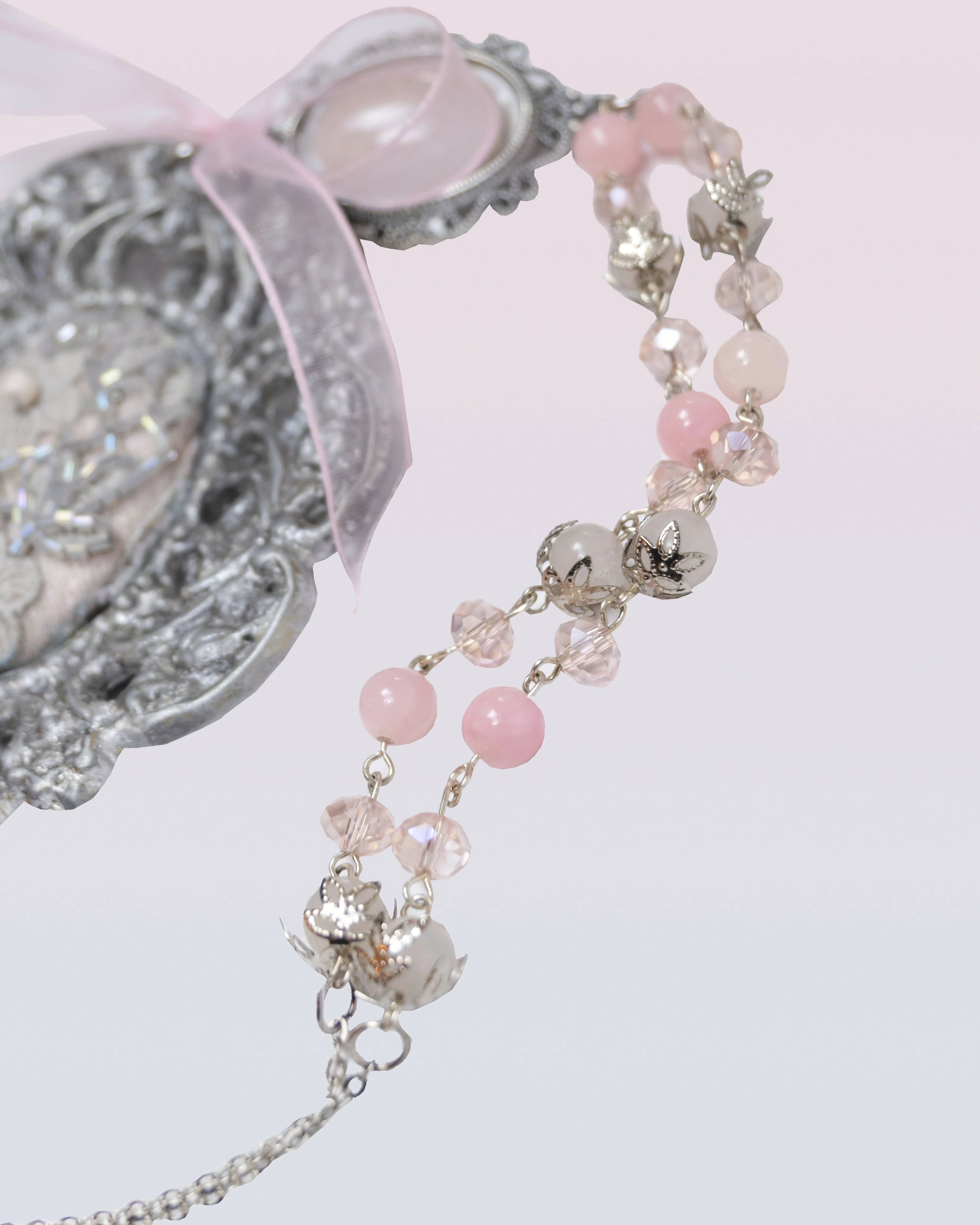 Pink Antique Floral Necklace