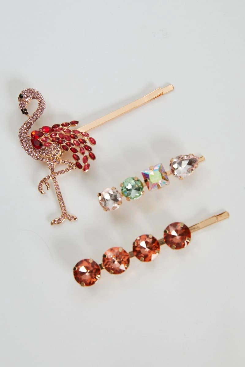 Pink Diamante Hair Clips