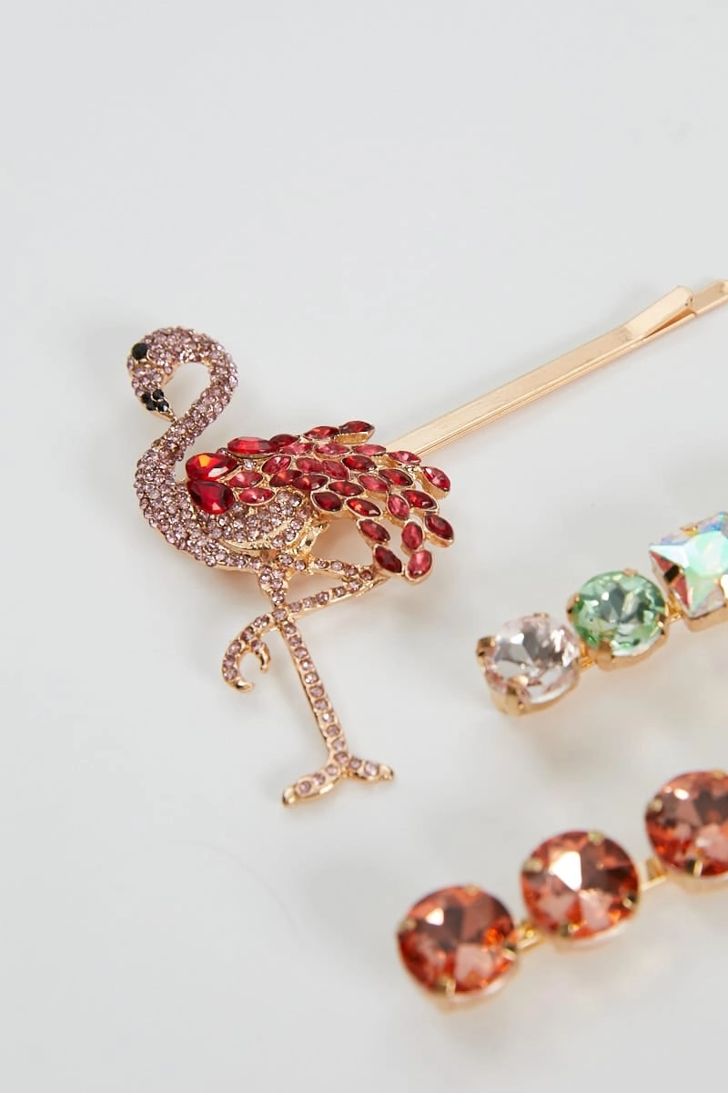 Pink Diamante Hair Clips