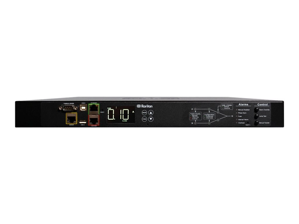 Raritan Intelligent Rack Transfer Switch PX3TS-1876R - Power control unit (rack-mountable) - Ethernet, RS-232, USB - input: NEMA