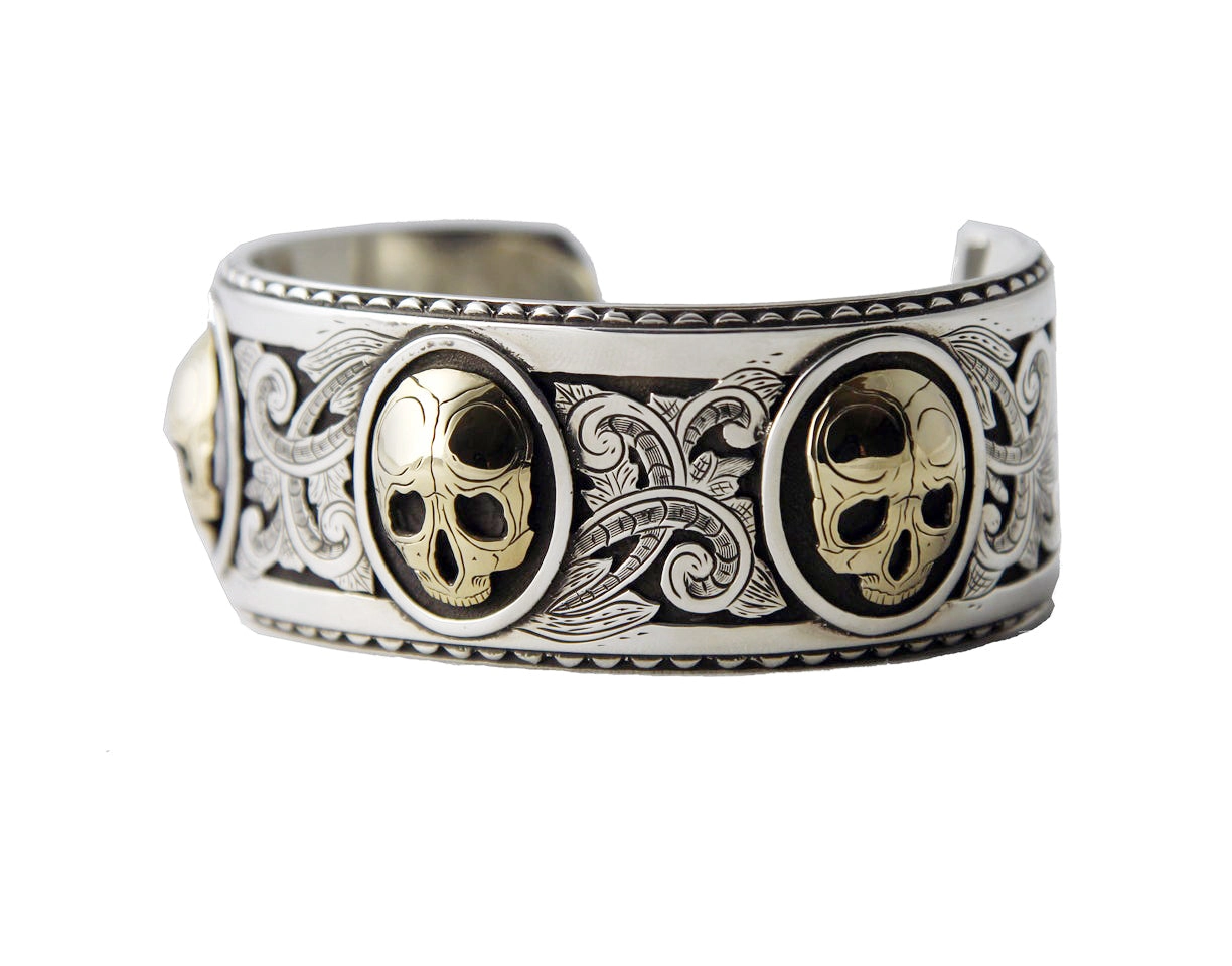 Richard Stump Gold Skull Cuff Bracelet 1.25