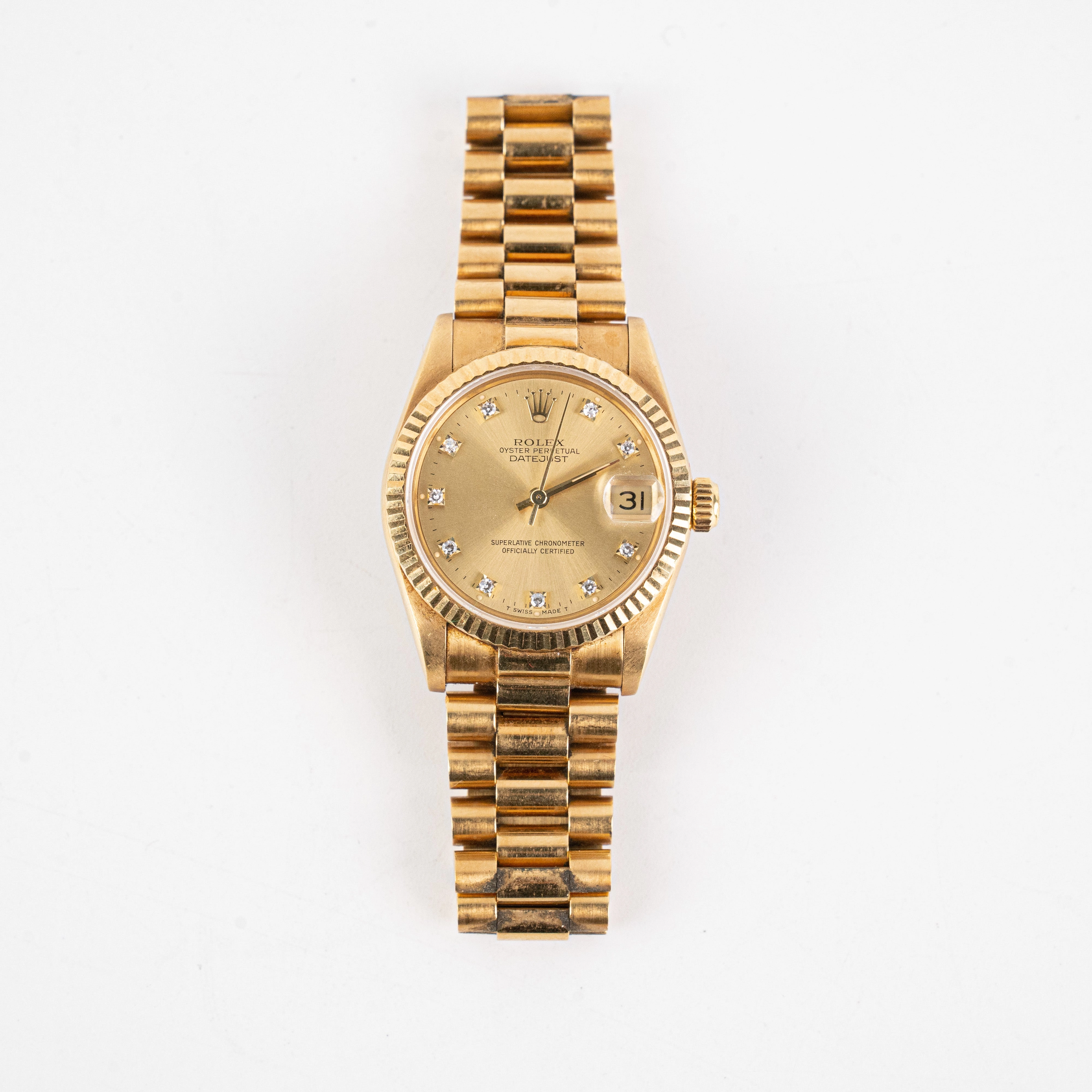 Rolex 31mm Gold with Diamonds Watch