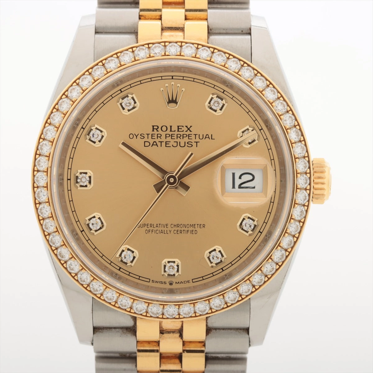 Rolex DateJust 36 MM Two Tones Gold Dial Diamonds Jubilee