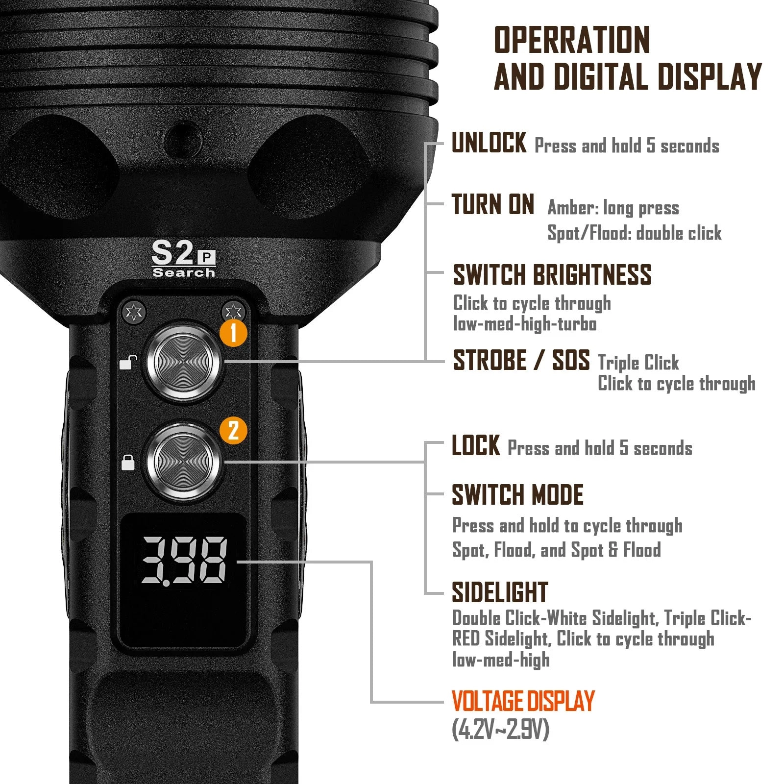 S2 10000 lumens Search Flashlight
