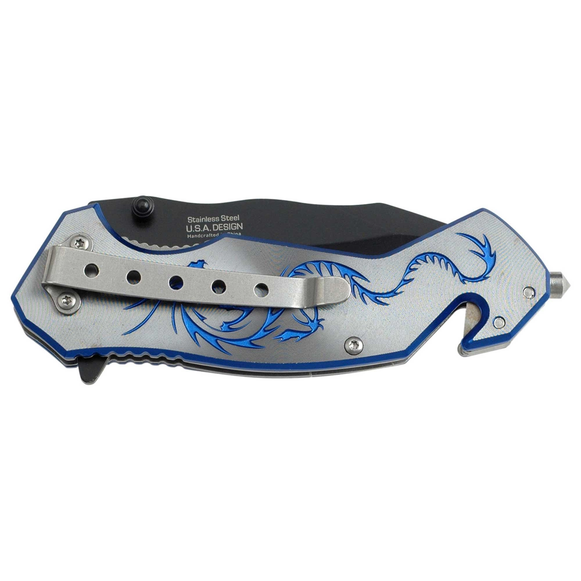Tac-Force Folding Knife - Partially Serrated Steel Blade Spring Assisted | TF-723EM