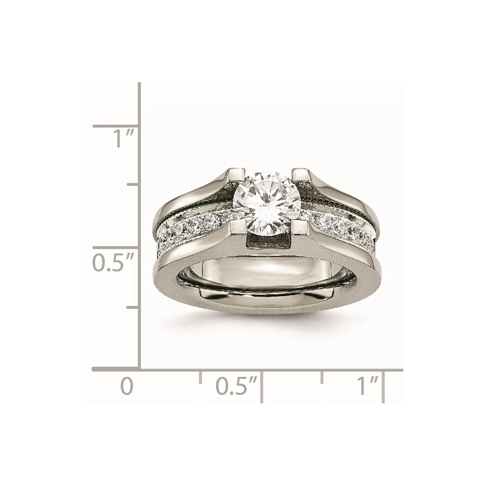 Titanium & Sterling Silver CZ Ring | TB376