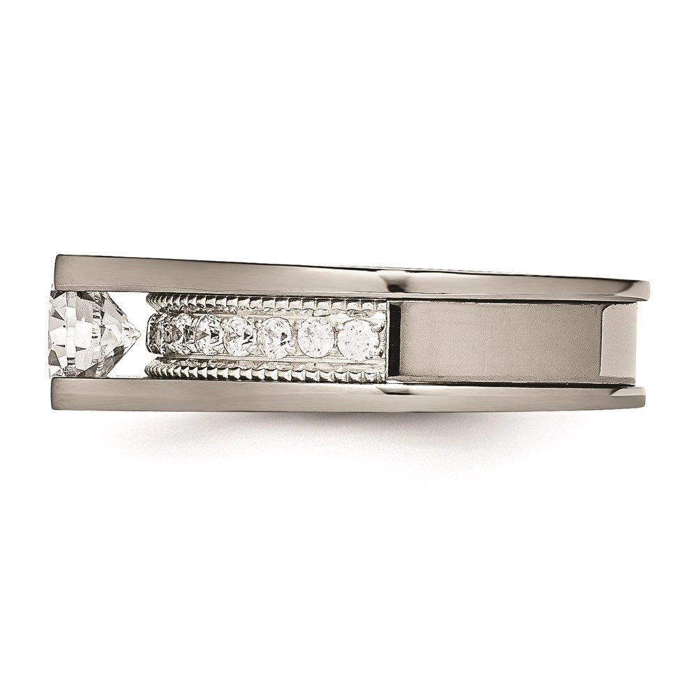 Titanium & Sterling Silver CZ Ring | TB376