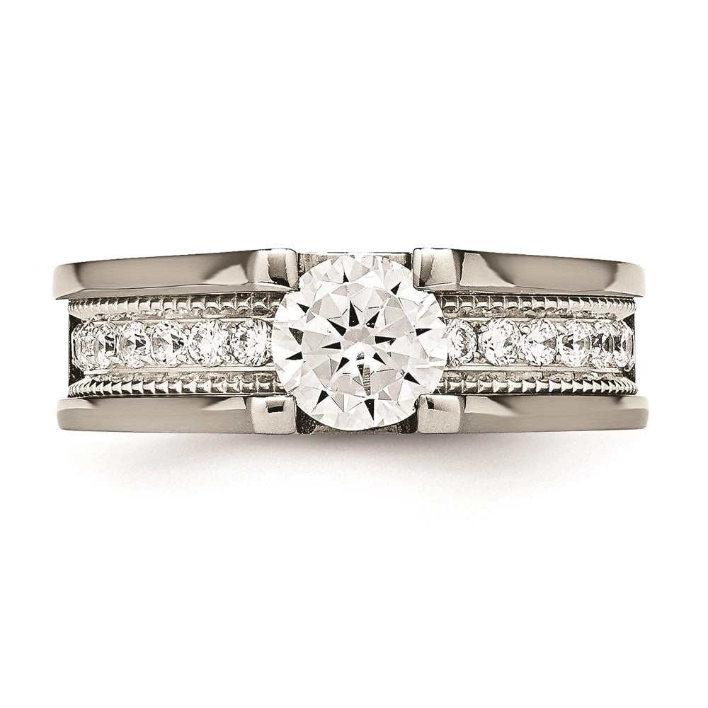 Titanium & Sterling Silver CZ Ring | TB376