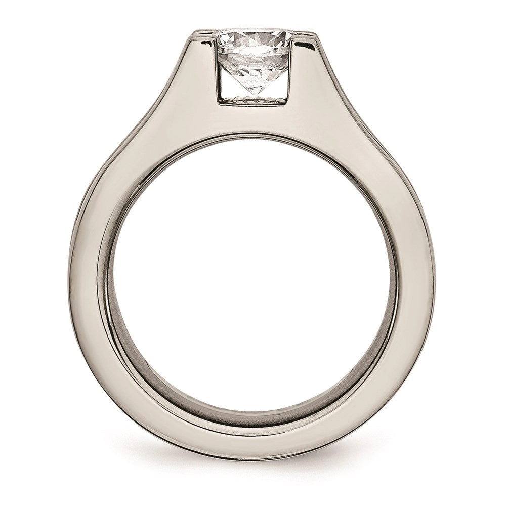 Titanium & Sterling Silver CZ Ring | TB376