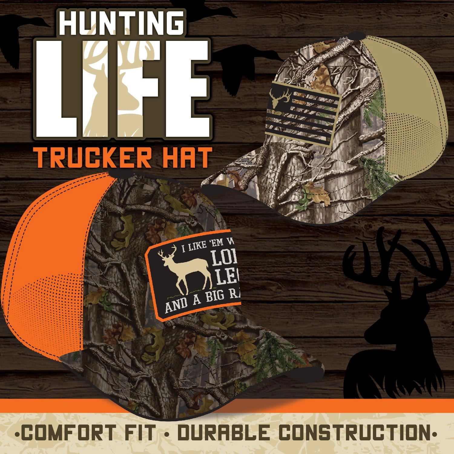 Trucker Hat Hunting Life Ball Cap - 6 Pieces Per Retail Ready Display 23756