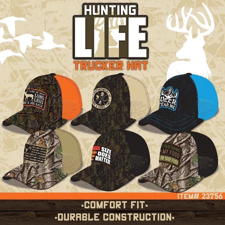 Trucker Hat Hunting Life Ball Cap - 6 Pieces Per Retail Ready Display 23756