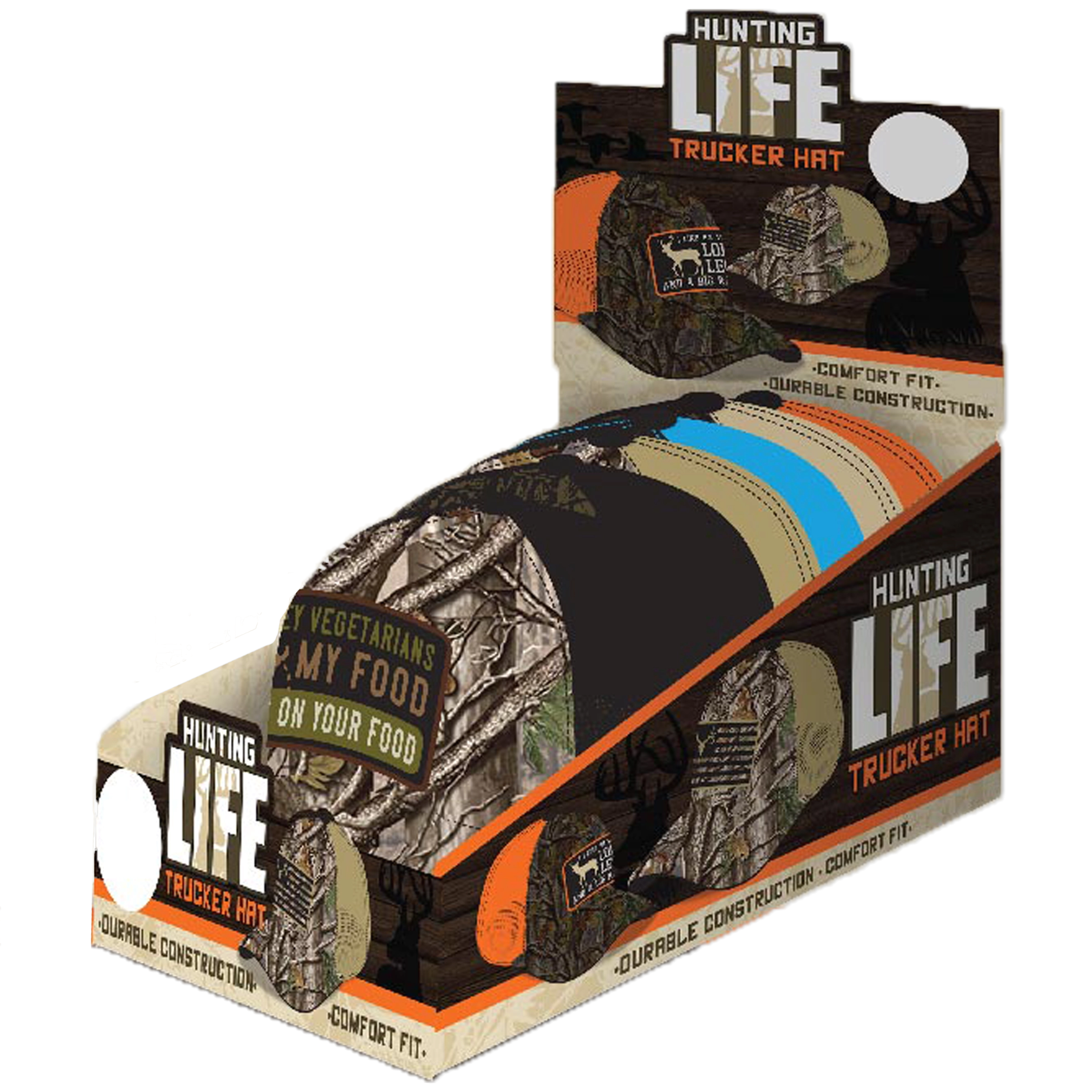 Trucker Hat Hunting Life Ball Cap - 6 Pieces Per Retail Ready Display 23756