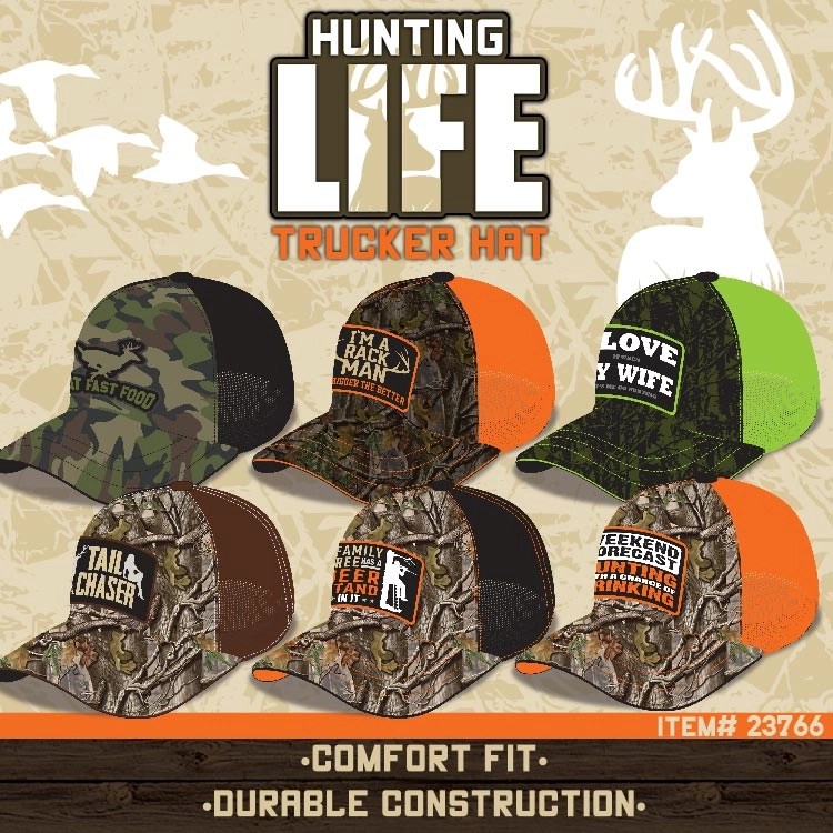 Trucker Hat Hunting Life Ball Cap - 6 Pieces Per Retail Ready Display 23766