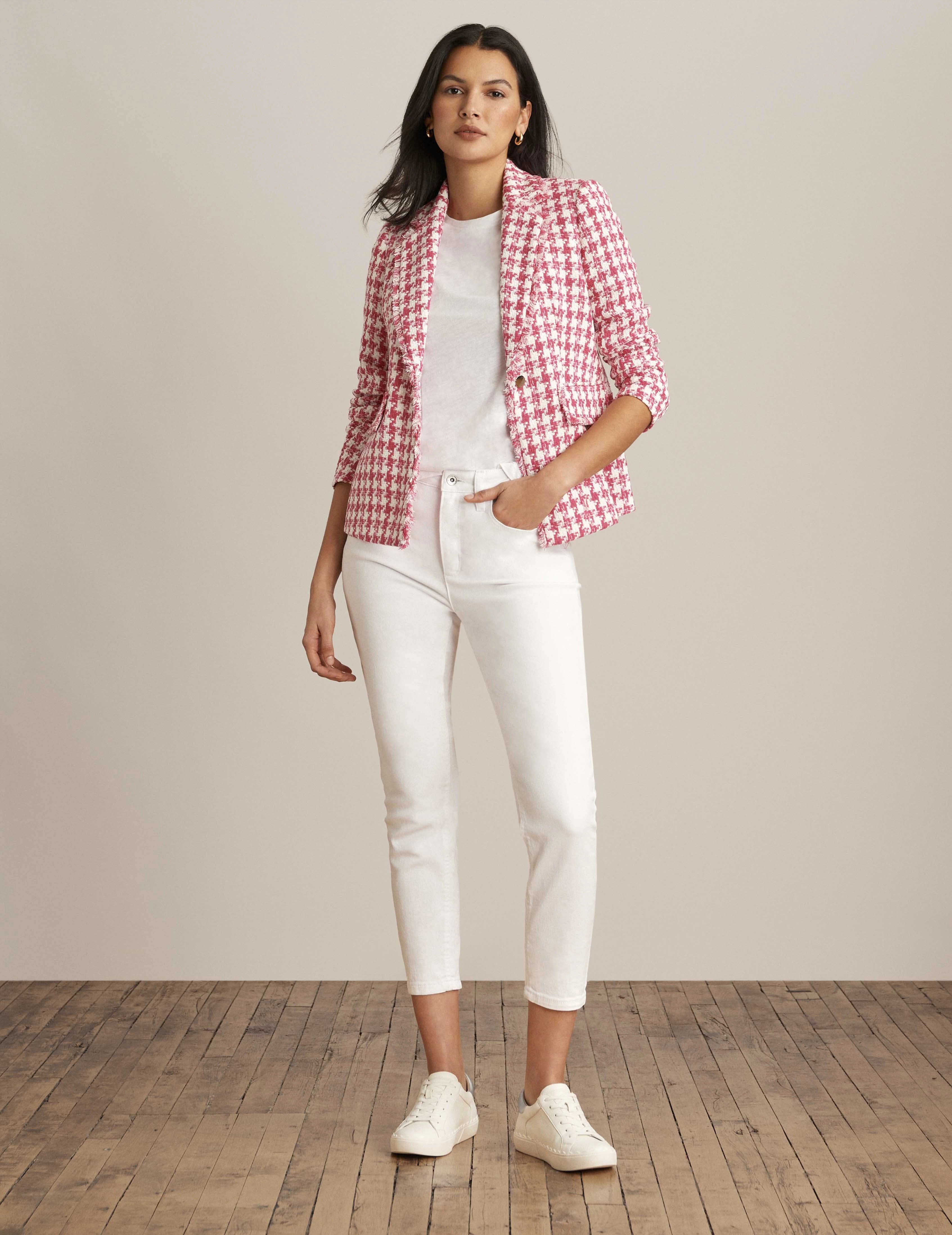Tweed Fringe Trim Blazer Jacket - Sale