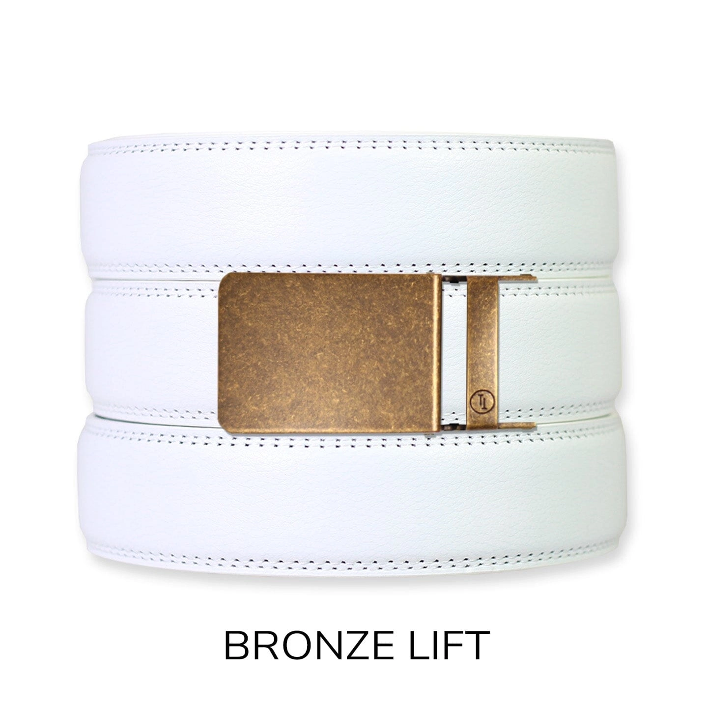 White Leather Ratchet Belt & Buckle Set