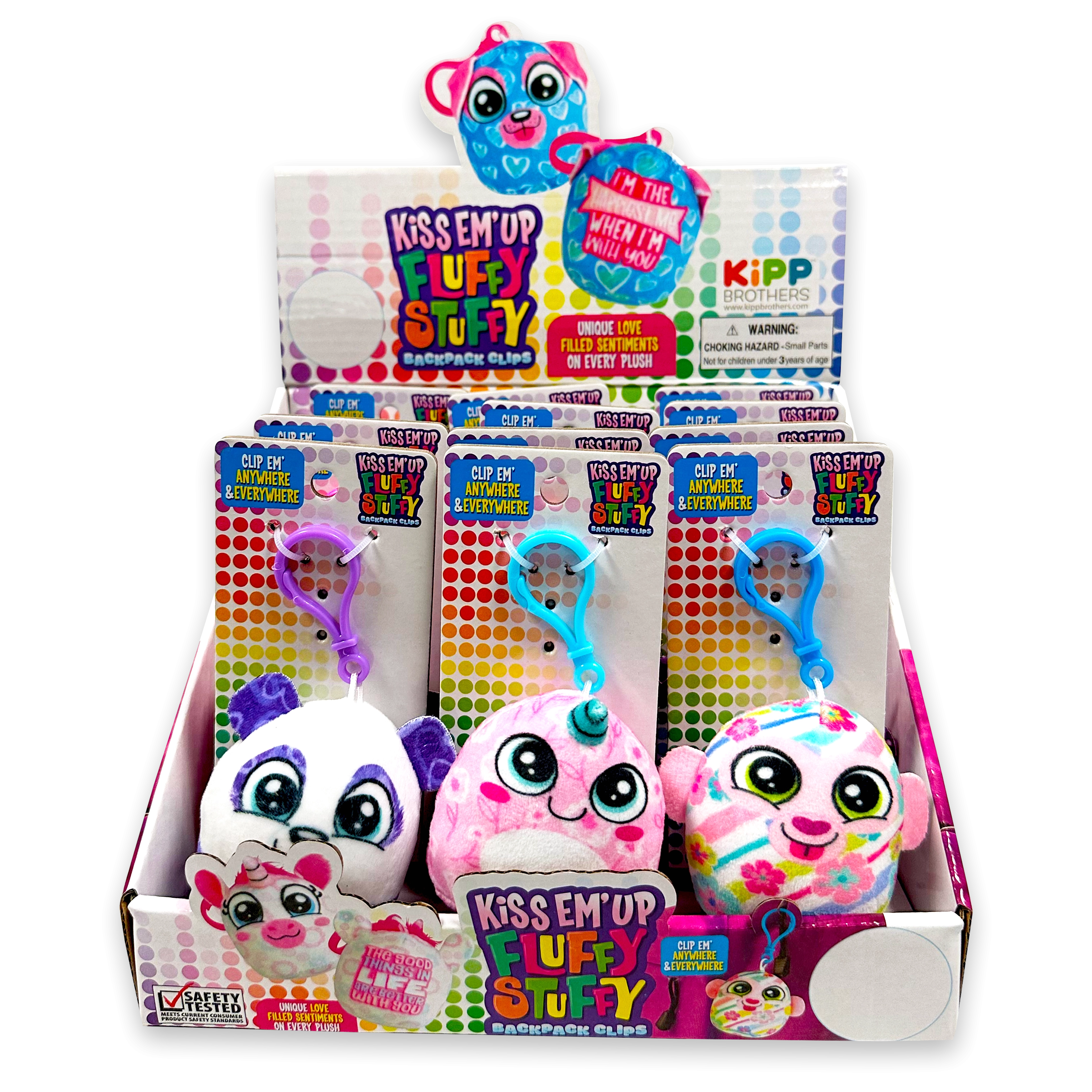 Wholesale Mini Kiss'Em Up Plush Clips 12 Pieces Per Display 23697