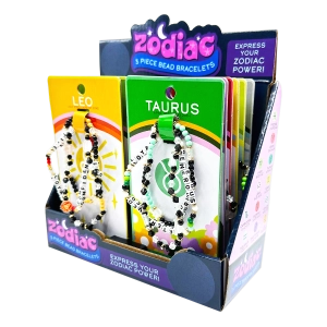 Zodiac 3-Piece Bead Bracelets - 12 Pieces Per Retail Ready Display 25069