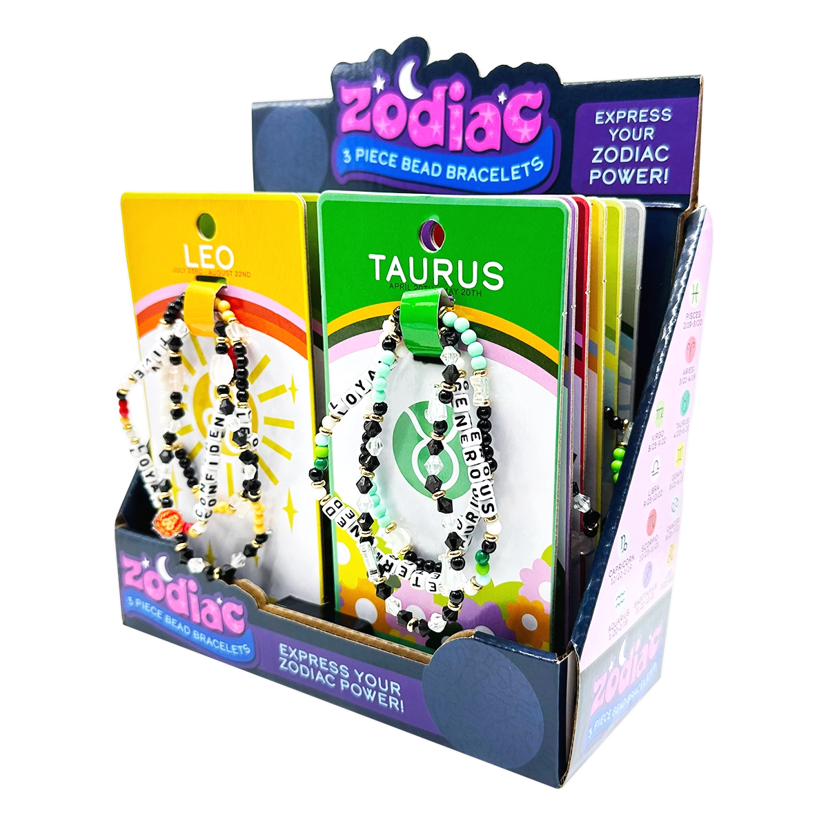 Zodiac 3-Piece Bead Bracelets - 12 Pieces Per Retail Ready Display 25069